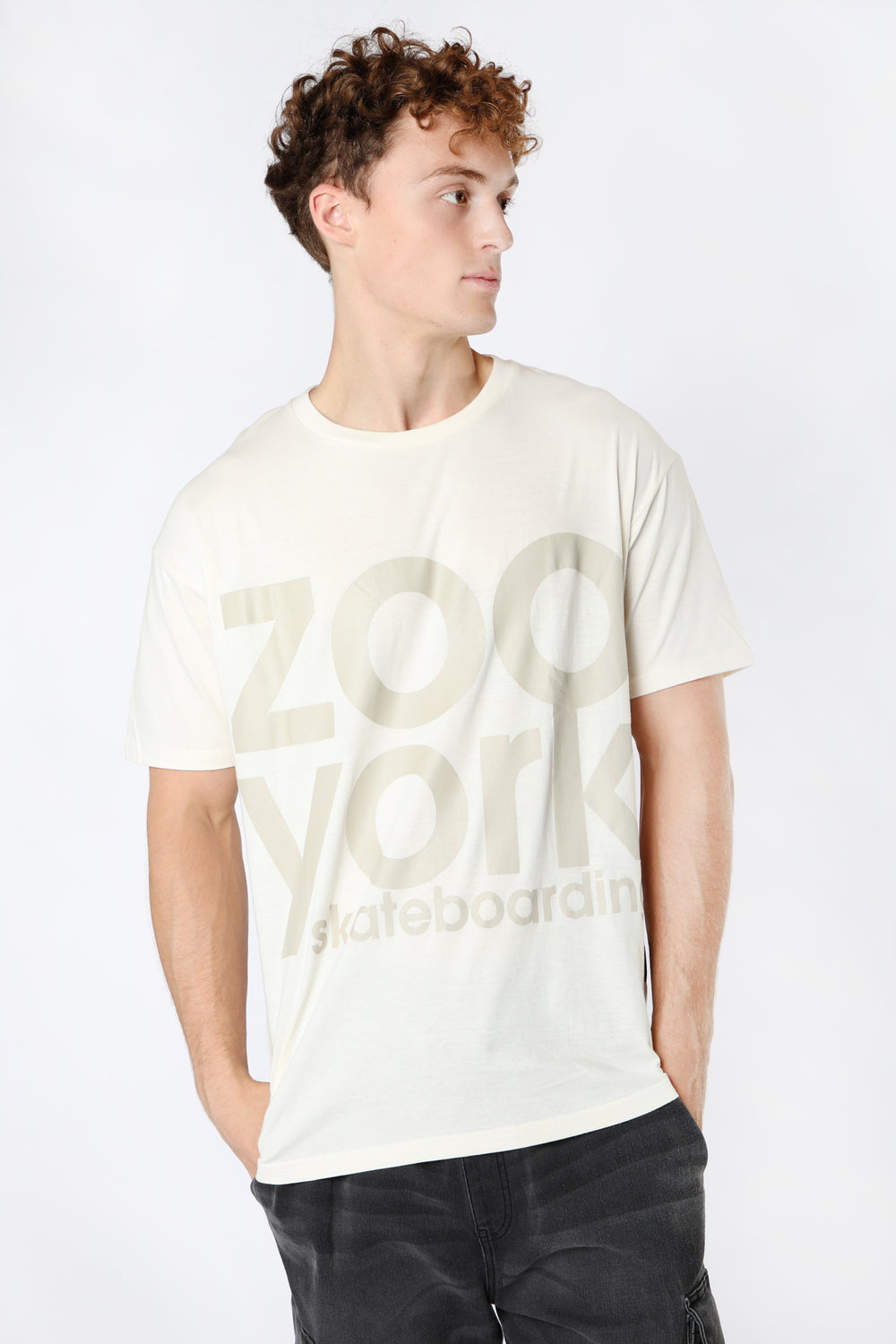 T-Shirt Unisexe Imprimé Grand Logo Zoo York Skateboarding Blanc casse
