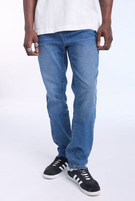 Jean délavé léger à jambe droite homme