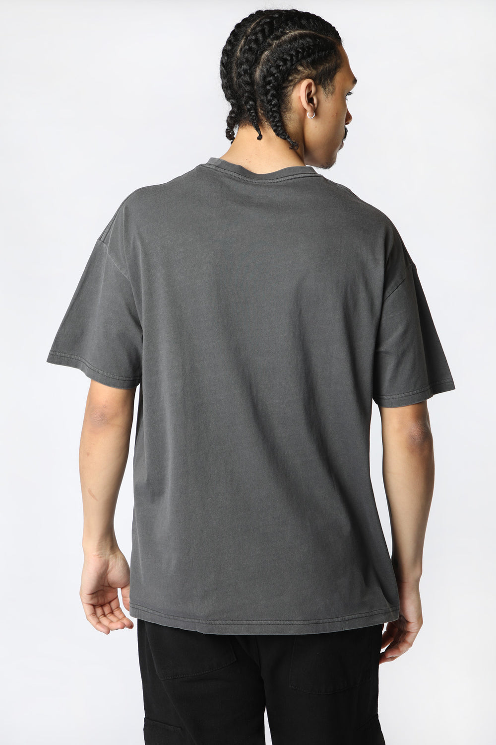 Amnesia Mens Pigment Washed Logo T-Shirt Black