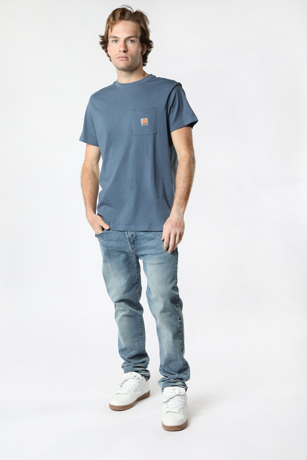 T-Shirt Avec Poche Amnesia Homme Bleu Jean Moyen