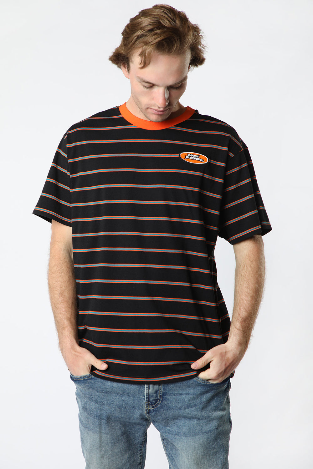 No Fear Mens Striped T-Shirt Black