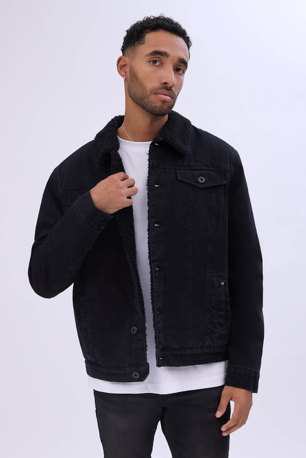 Veste en denim doublée en sherpa West49 homme Veste en denim doublée en sherpa West49 homme