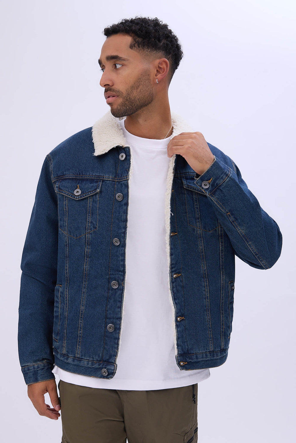 West49 Mens Sherpa Lined Denim Jacket West49 Mens Sherpa Lined Denim Jacket