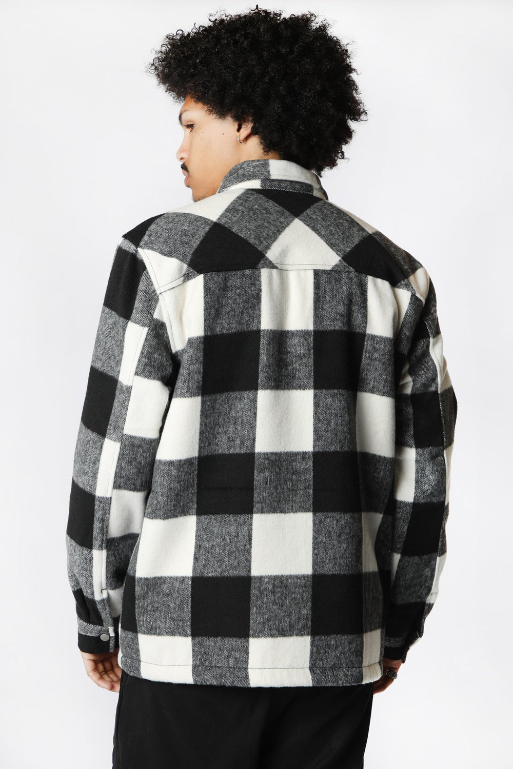 West49 Mens Sherpa Lined Flannel Shacket White