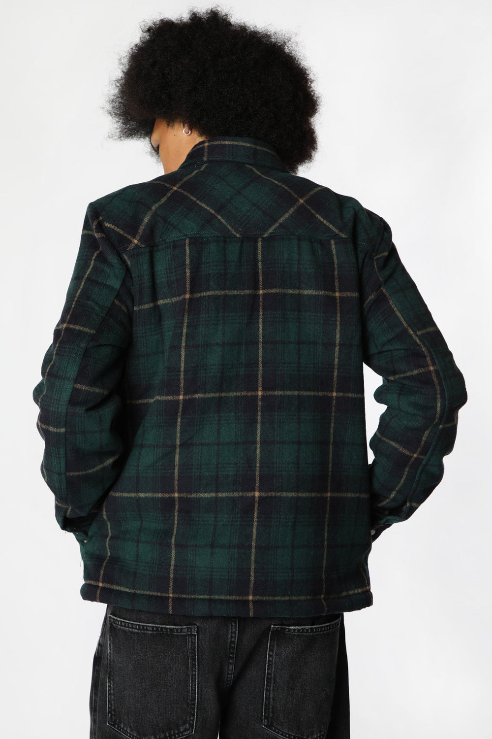 West49 Mens Sherpa Lined Flannel Shacket Green