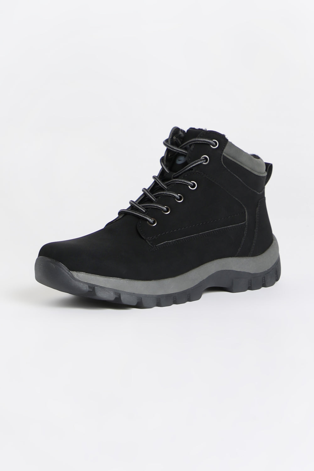 Mens Hiker Boots with Faux Fur Black