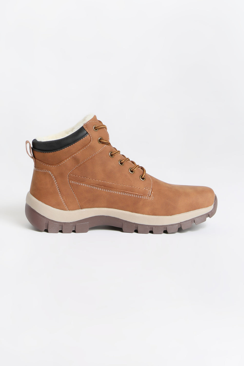 Mens Hiker Boots with Faux Fur Brown
