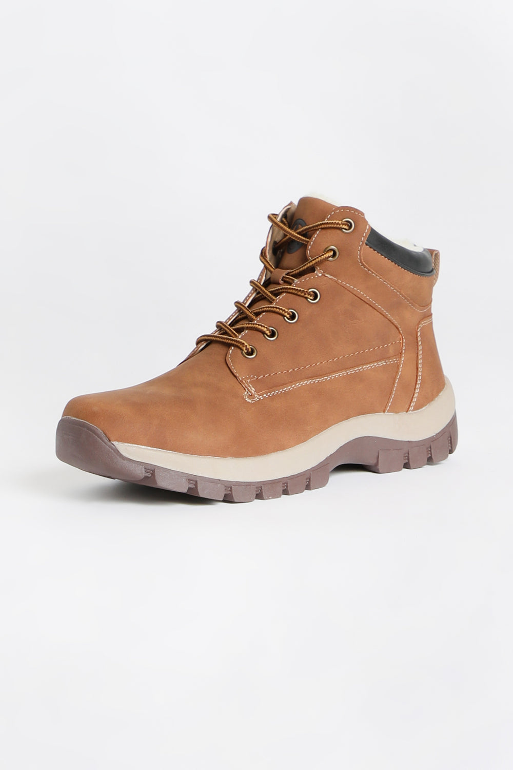 Mens Hiker Boots with Faux Fur Brown