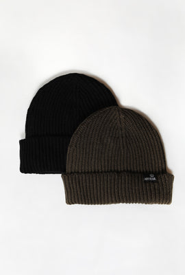Amnesia Mens Solid Beanie 2-Pack