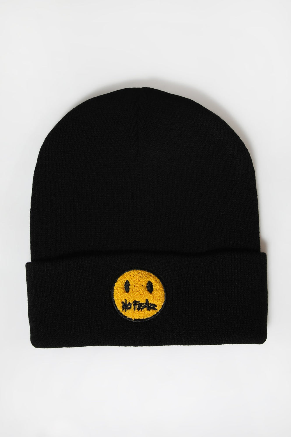 No Fear Mens Smiley Patch Foldup Beanie No Fear Mens Smiley Patch Foldup Beanie