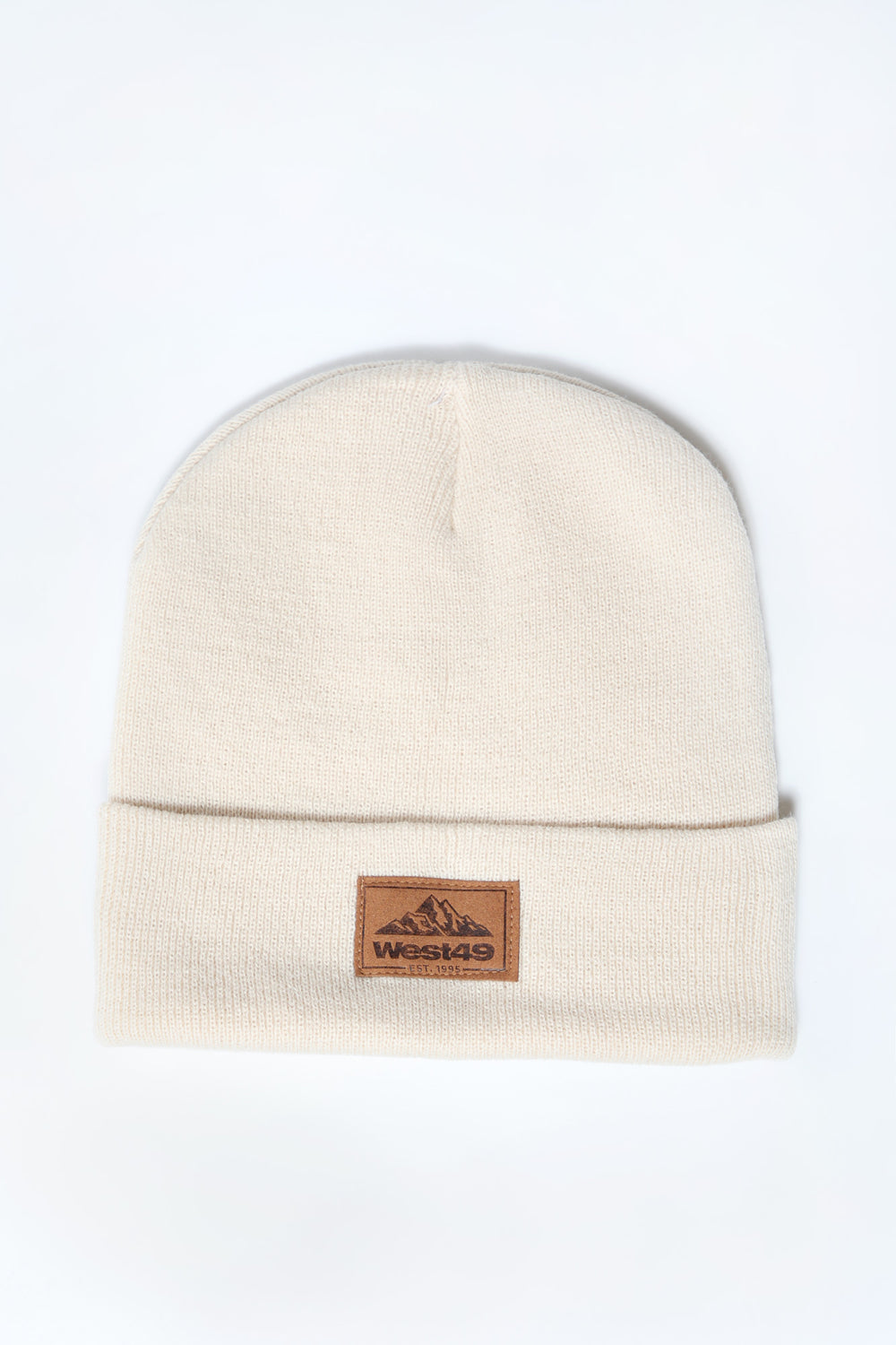 West49 Mens Mountain Patch Foldup Beanie Off White