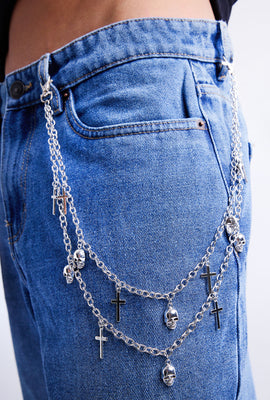 Arsenic Skulls & Crosses Double Layer Wallet Chain