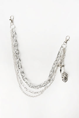 Arsenic Skull & Cross Charm Triple Layer Wallet Chain
