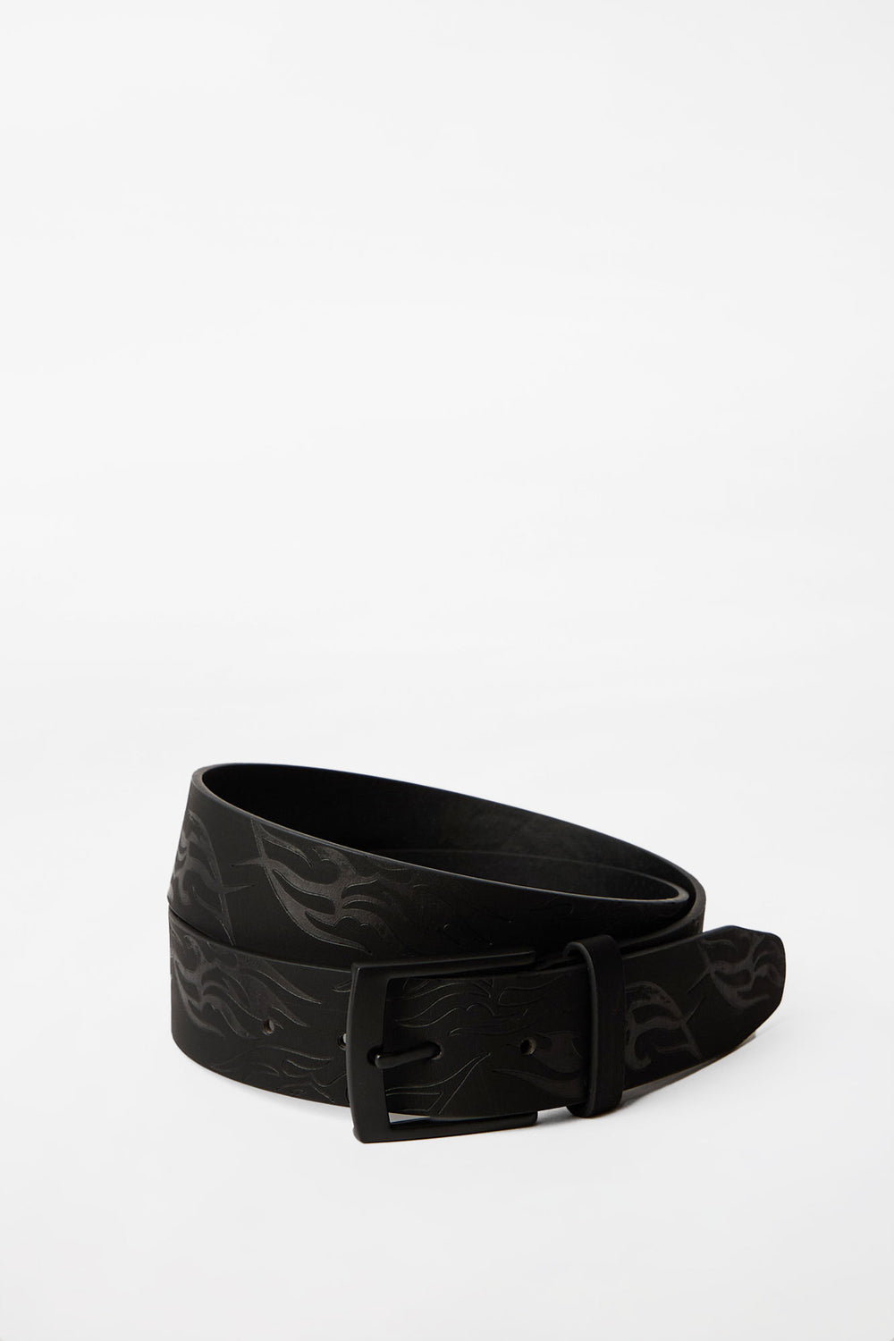 Faux-Leather Embossed Flames Belt Faux-Leather Embossed Flames Belt