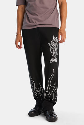 Pantalon en molleton Southpole imprimé flammes et strass