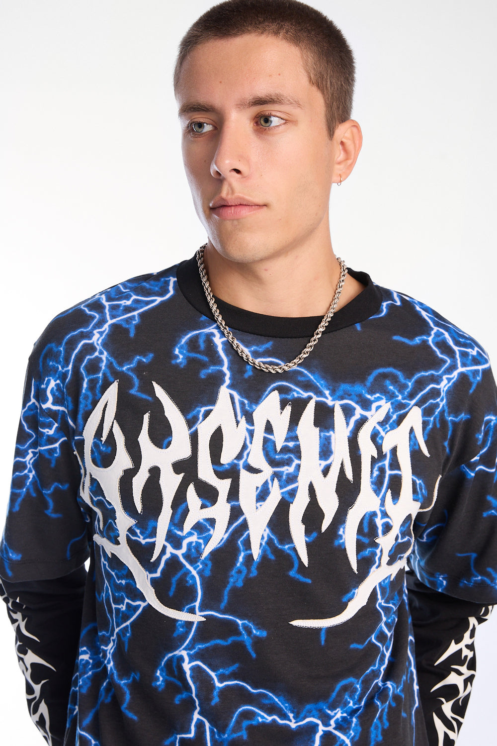 Arsenic Lightning Graphic Long Sleeve 2-Fer Tee Arsenic Lightning Graphic Long Sleeve 2-Fer Tee