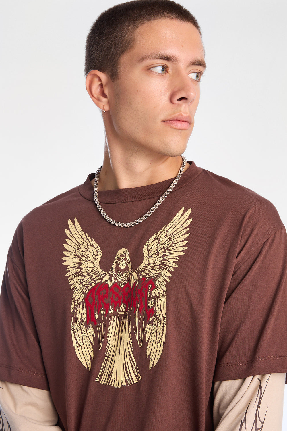 T-shirt superposé à manches longues imprimé faucheur ange Arsenic T-shirt superposé à manches longues imprimé faucheur ange Arsenic