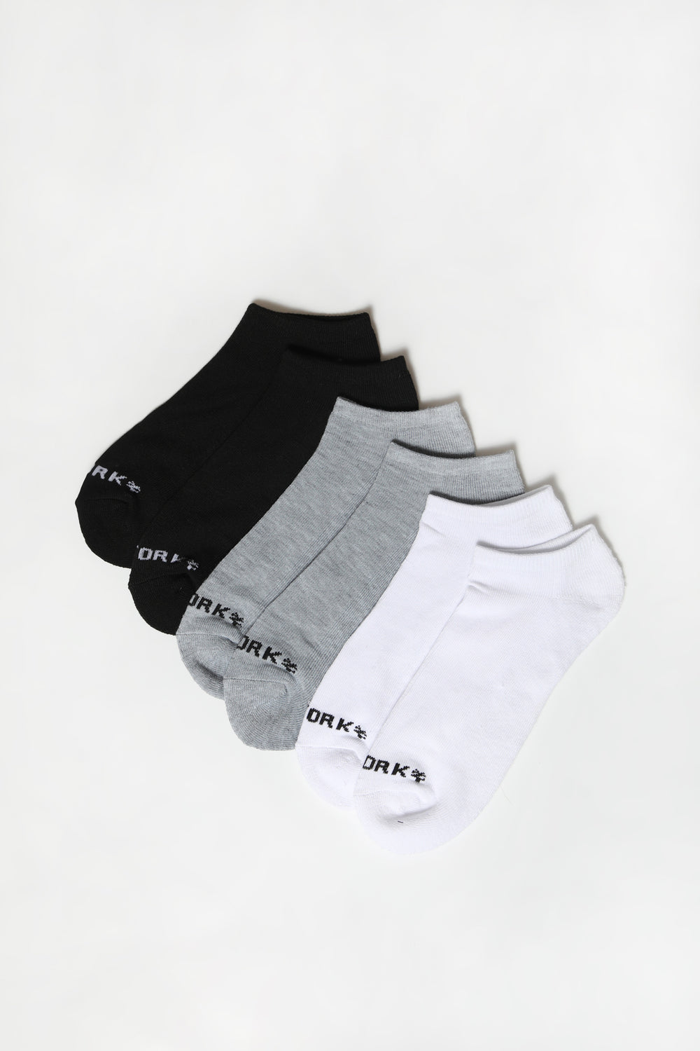 Zoo York Mens Solid No Show Socks 6-Pack Black with White