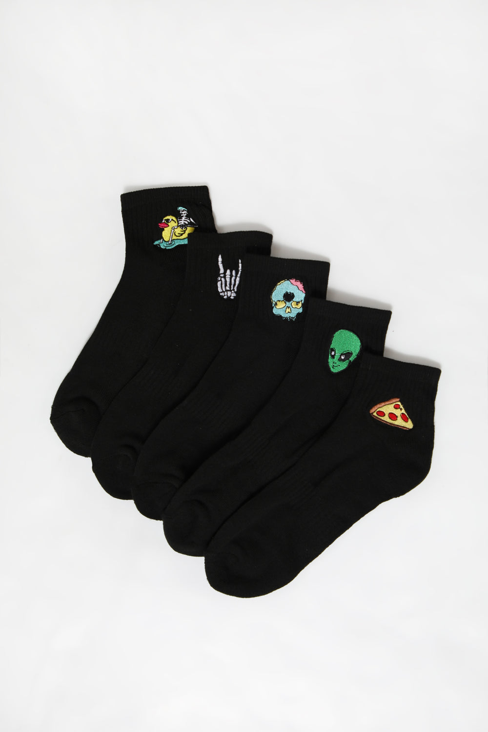 Arsenic Mens Embroidered Ankle Socks 5-Pack Arsenic Mens Embroidered Ankle Socks 5-Pack