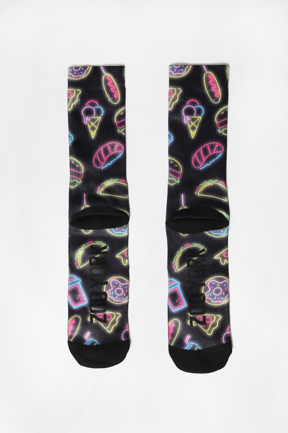 Zoo York Mens Neon Fast Food Print Crew Socks Zoo York Mens Neon Fast Food Print Crew Socks