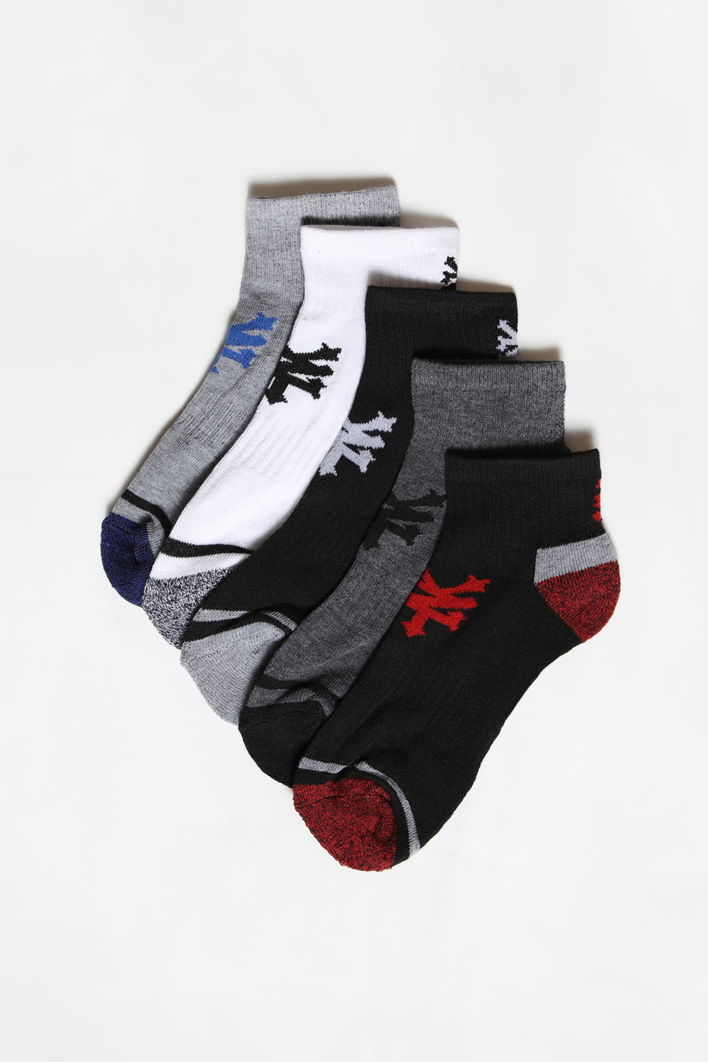 Zoo York Mens 5-Pack Athletic Ankle Socks Black with White