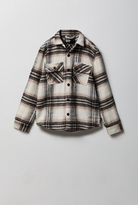 Youth Plaid Button-Up Shacket
