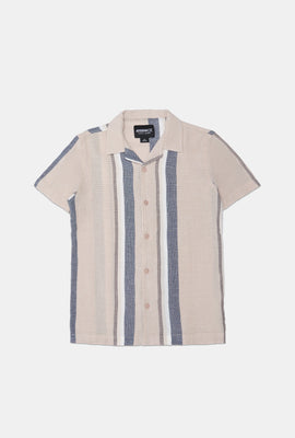 Arsenic Youth Striped Gauze Button-up