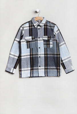 Amnesia Youth Cotton Plaid Button-Up
