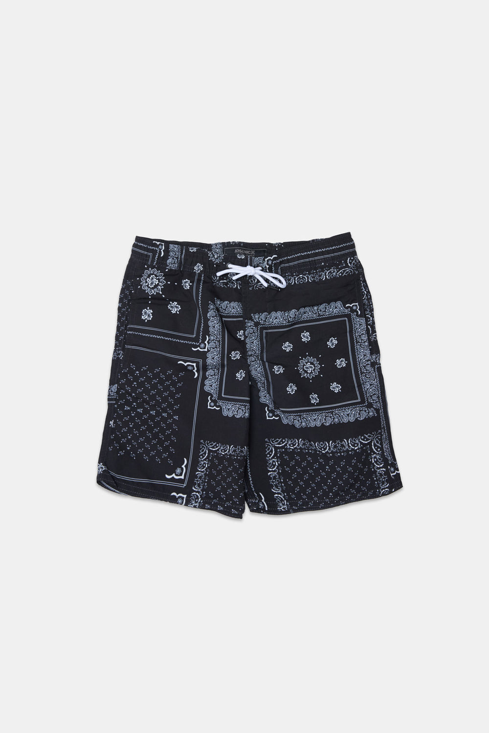 Short de plage imprimé bandana noir et blanc Arsenic junior Short de plage imprimé bandana noir et blanc Arsenic junior