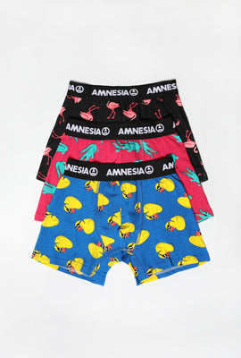 Amnesia Youth 3-Pack Animal Print Boxer Briefs