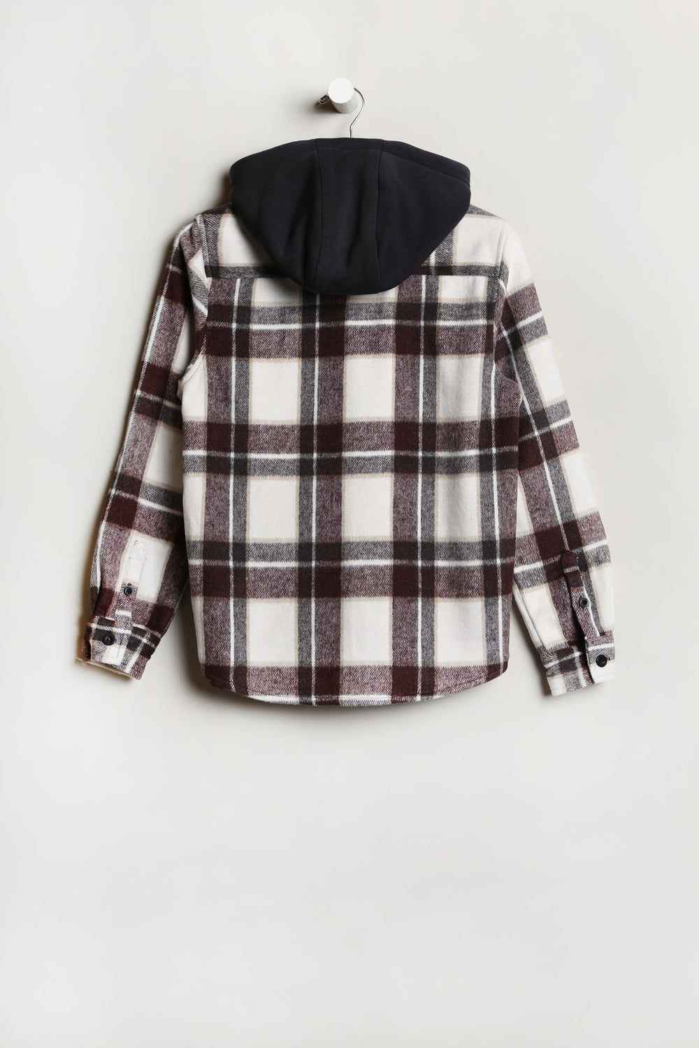 West49 Youth Hooded Plaid Shacket Brown