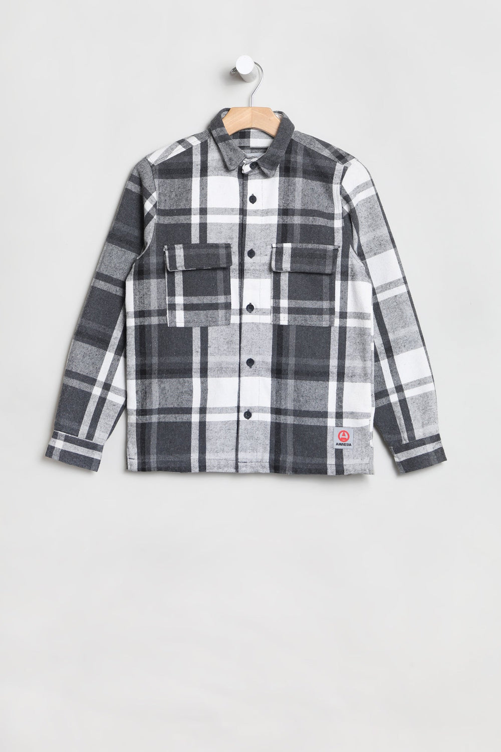 Amnesia Youth Plaid Button-Up Charcoal