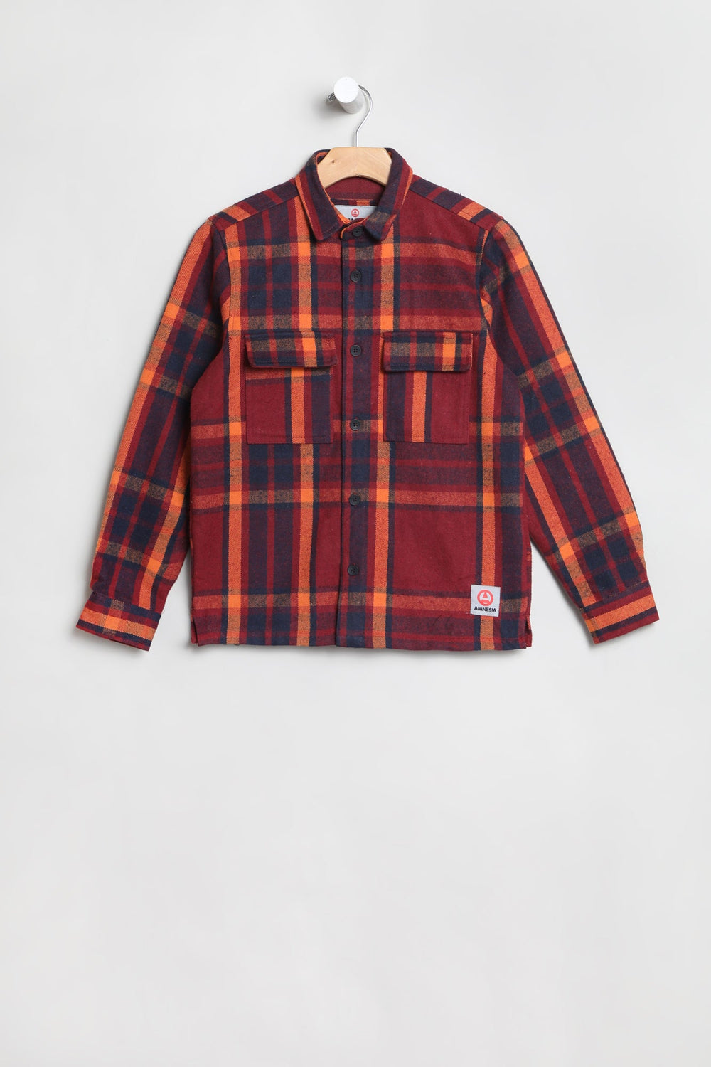 Amnesia Youth Plaid Button-Up Red