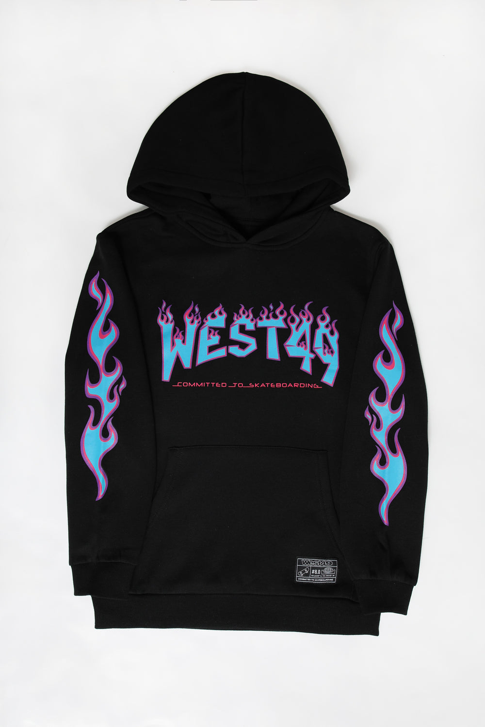 Haut à Capuchon Logo Flammes West49 Junior Noir