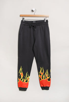 Arsenic Youth Flame Print Fleece Jogger