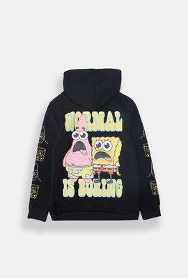 Haut à capuchon imprimé Normal Is Boring SpongeBob junior
