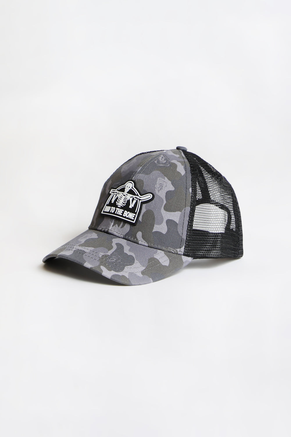Arsenic Youth Skull Patch Camo Trucker Hat Black