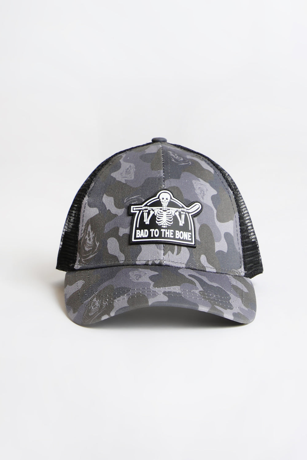 Arsenic Youth Skull Patch Camo Trucker Hat Black