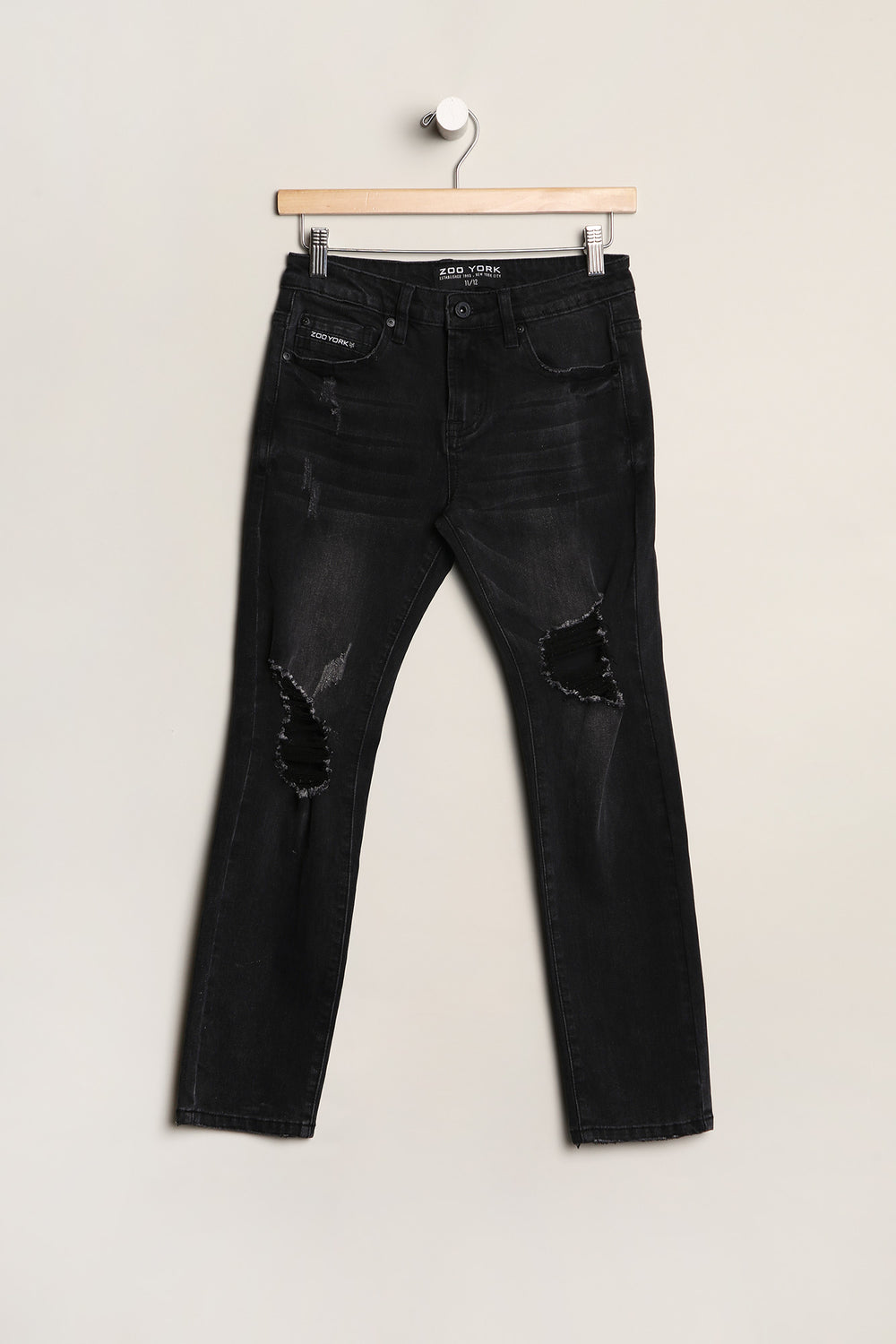 Zoo York Youth Skinny Distressed Jeans Solid Black