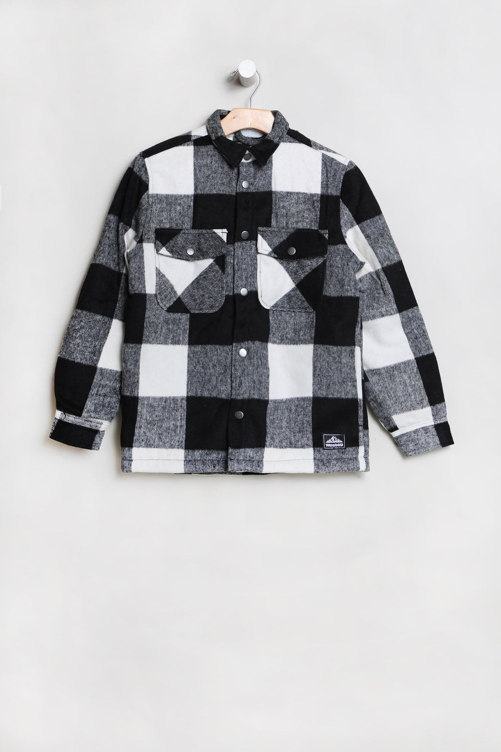 West49 Youth Sherpa Lined Flannel Shacket White