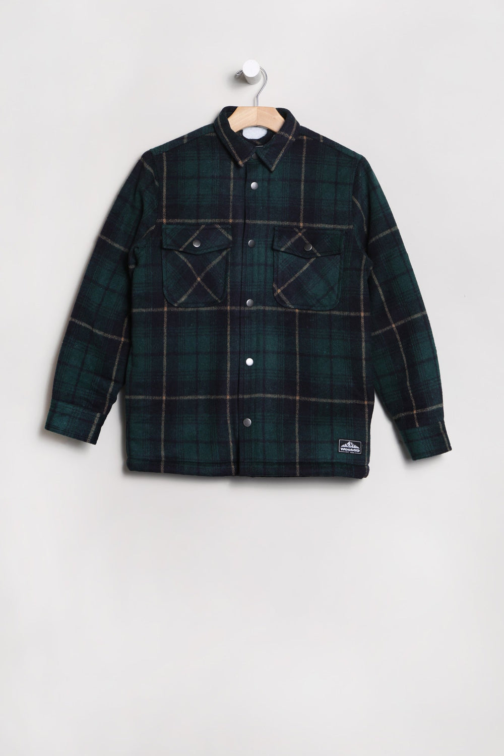 West49 Youth Sherpa Lined Flannel Shacket Green
