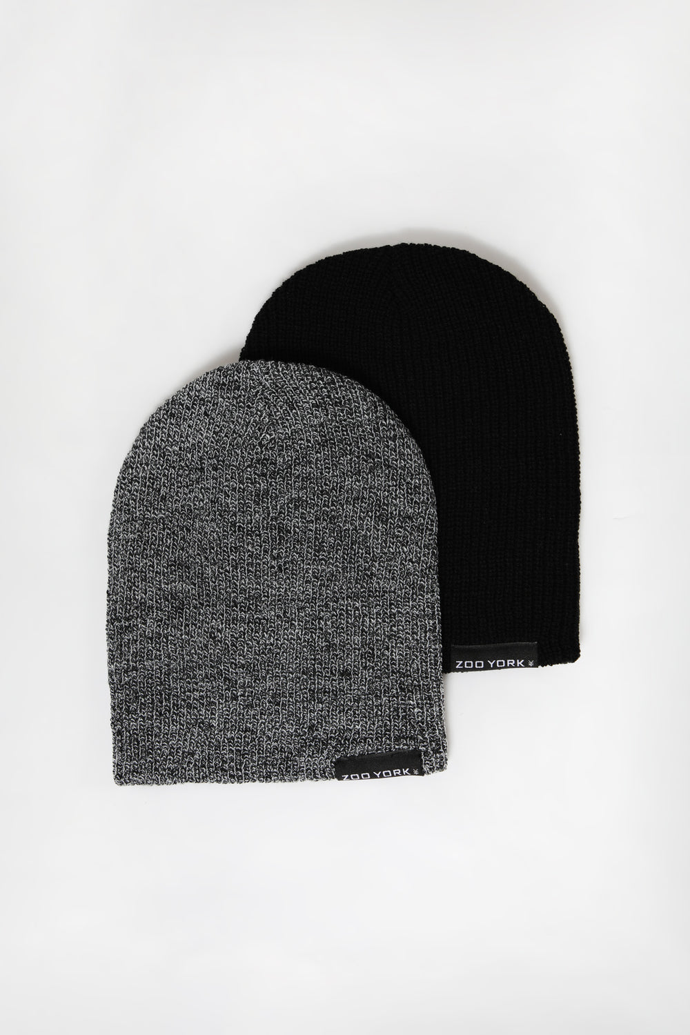 Zoo York Youth Slouch Beanie 2-Pack Black with White