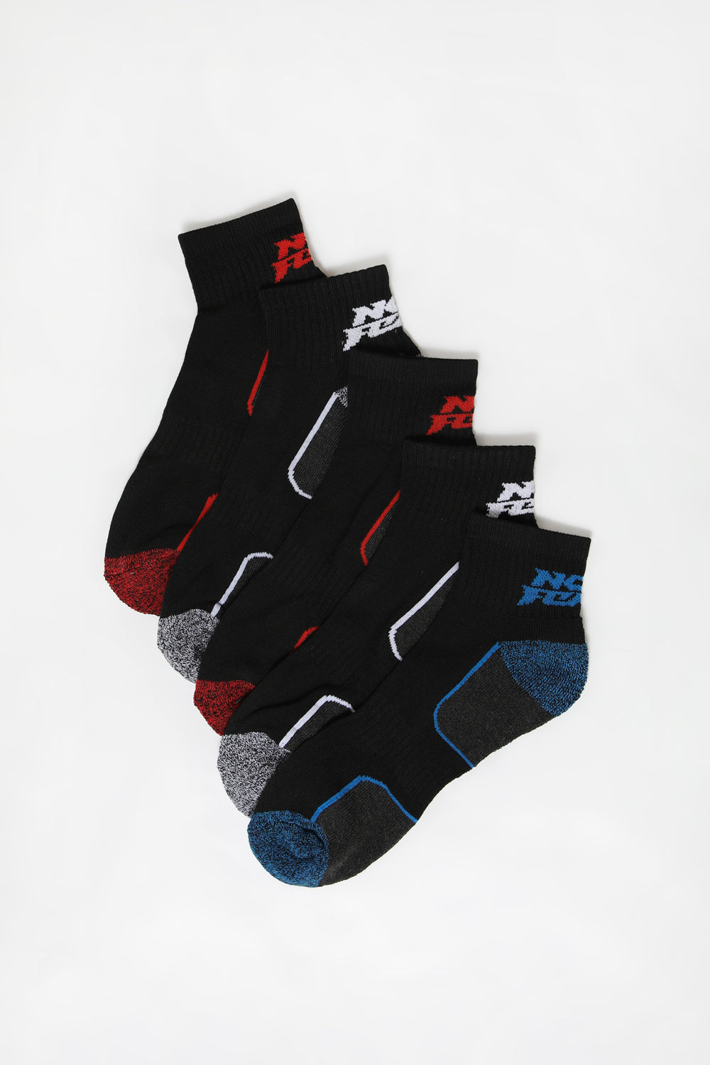 No Fear Youth Athletic Ankle Socks 5-Pack Black
