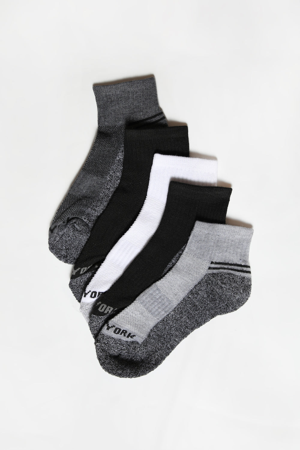 Zoo York Youth 5-Pack Athletic Ankle Socks Black with White