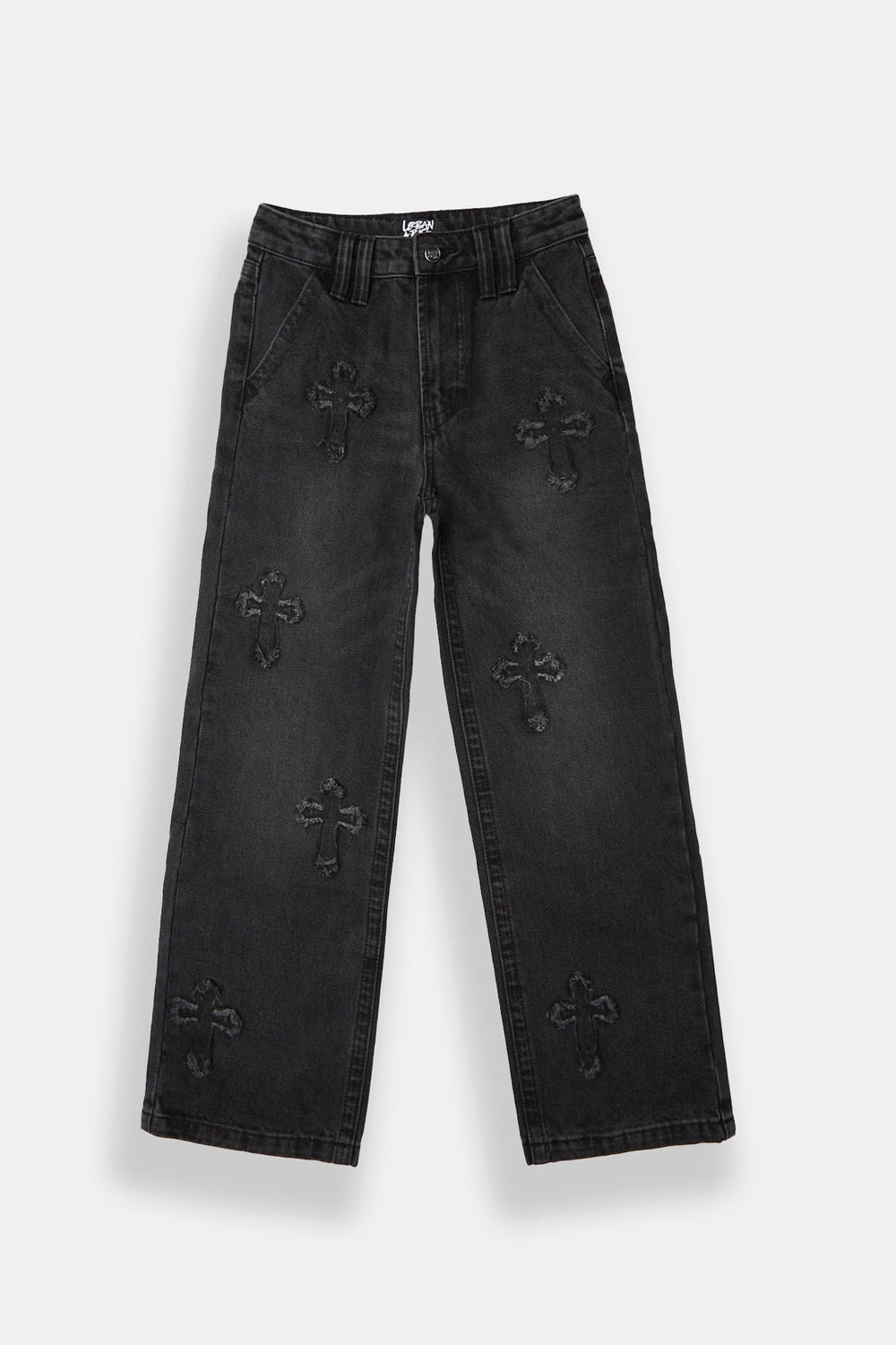 Youth Embroidered Cross Baggy Jeans Youth Embroidered Cross Baggy Jeans