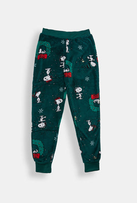Pantalon de pyjama en peluche couronne de Noël Snoopy fille