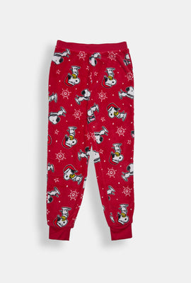 Pantalon de pyjama en peluche flocon de neige Snoopy fille
