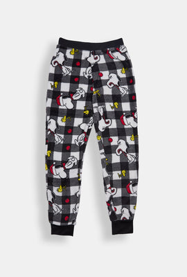 Pantalon de pyjama en peluche à carreaux Snoopy fille