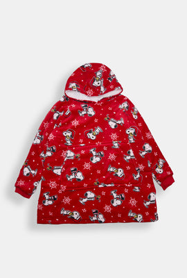 Haut à capuchon couverture motif d'hiver Snoopy fille