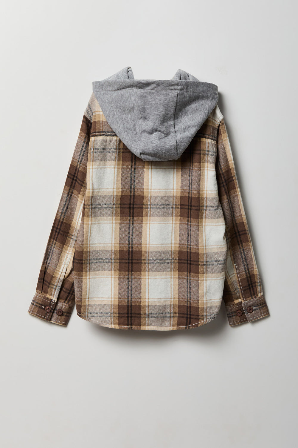 Youth Plaid Flannel Hooded Button-Up Shirt Youth Plaid Flannel Hooded Button-Up Shirt
